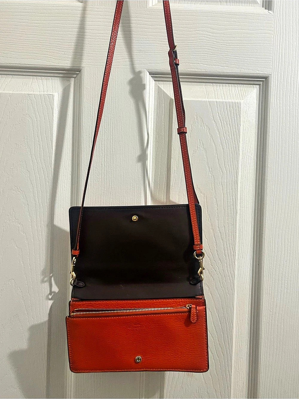 Coach Anna Foldover Crossbody Clutch Orange & Red